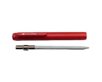 Red-capped pocket sharpening steel with exposed metal rod