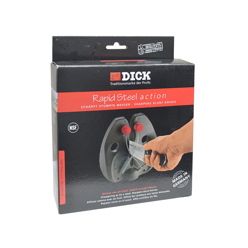 F.Dick Rapid Action steel sharpening guide box, black with red accents
