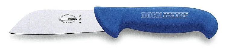 F.DICK ErgoGrip fish knife, blue handle with branding, and stainless steel blade