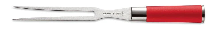 Red Spirit fork, 8 in, stainless steel fork ends with red handle