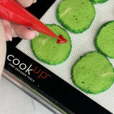 Half-size silicone baking mat CookUP with green circle pattern