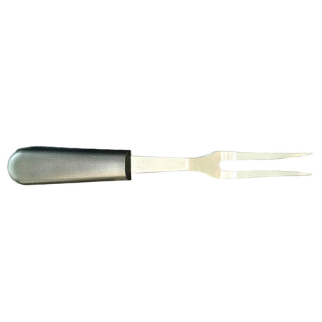 Kitchen fork with two tines and light textured handle, metal fork head