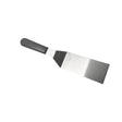 Hamburger turner with wide stainless spatula blade and dark handle