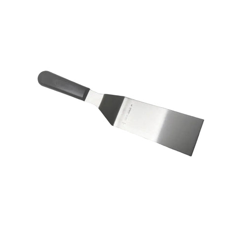 Hamburger turner with wide stainless spatula blade and dark handle