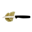 F.Dick 3-inch serrated paring knife with black handle and stamped blade