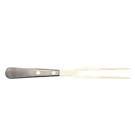 Kitchen fork with dark handle and two metal tines