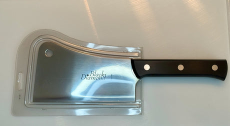 F.DICK Black Diamond 7 in kitchen cleaver with black handle and blade in clear sheath