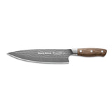 8.5 in chef knife with DarkNitro textured blade and oak handle with three rivets
