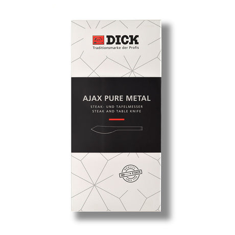 Ajax Pure Metal steak and table knife set outer box with product label