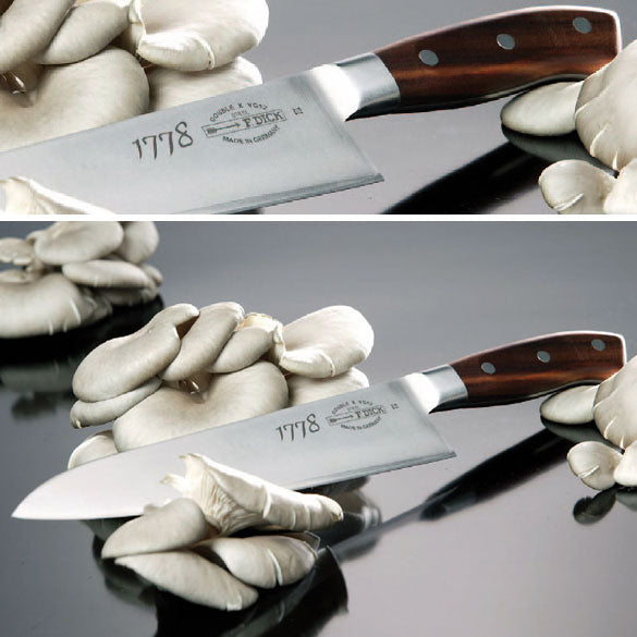 F.Dick 1778 chef knife with 10-inch stainless steel blade and dark wood handle