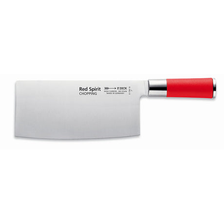 F.Dick Red Spirit chopping knife with wide blade and red handle, 7 in