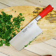 F.Dick Red Spirit wide chopping knife with red handle and stainless steel blade