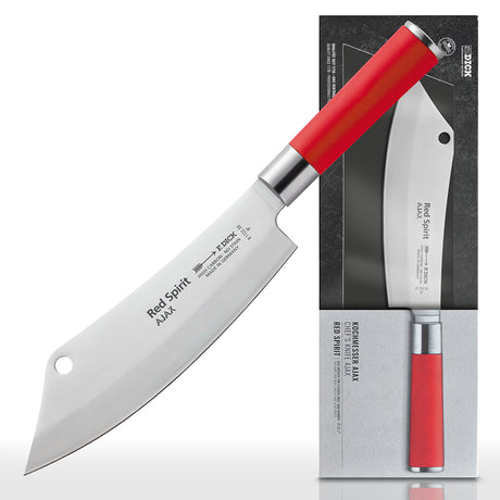 F.Dick Red Spirit AJAX chef knife and box, silver blade and red handle