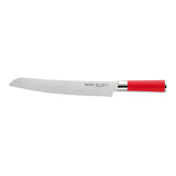 Red Spirit serrated bread knife with stainless blade and red handle