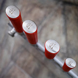 Red handled F.D. Dick knives with silver blades, four-piece set