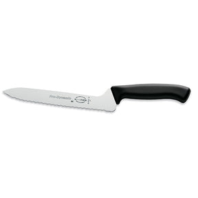 Serrated sandwich knife with black handle and white blade