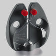Black Rapid Action steel knife sharpener with red knobs and curved wire guide