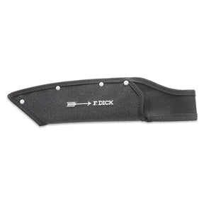 Black fabric knife sheath with snap strap and F.DICK logo