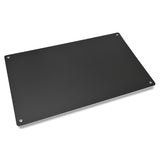 Black presentation board panel with corner grommets and metal fasteners