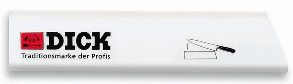 F.DICK 4 in blade guard edge guard, white sleeve with logo and blade diagram