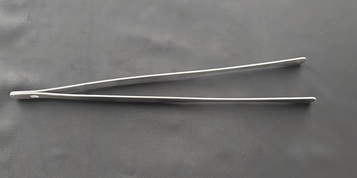 Stainless steel cooking tweezers/tongs, 12-inch long pair with narrow tips