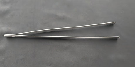 Stainless steel cooking tweezers/tongs, 12-inch long pair with narrow tips