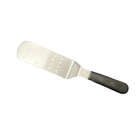 F.DICK Eurocut offset flipper spatula with perforated metal blade and black handle