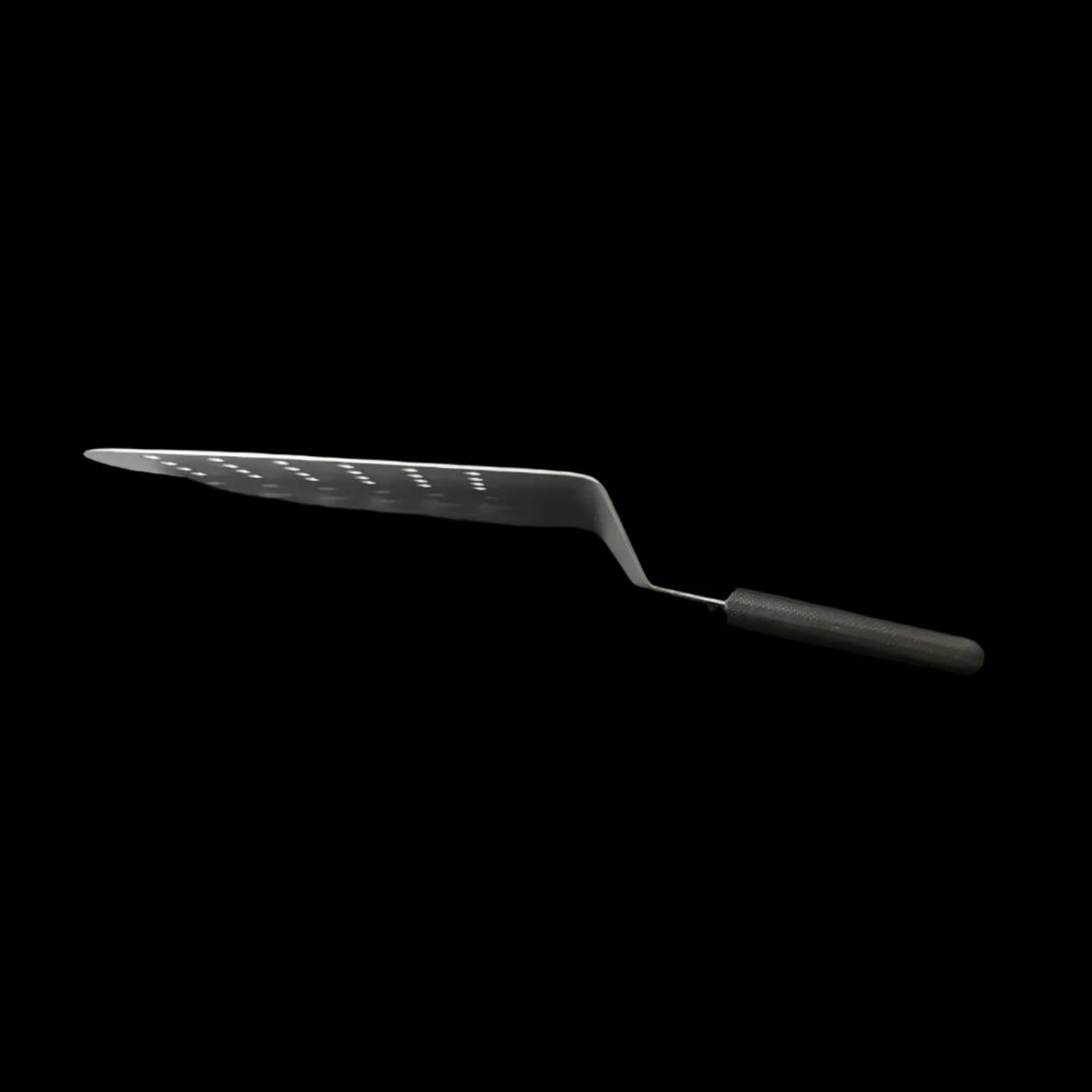 F.DICK Eurocut offset flipper spatula, angled perforated blade with black grip handle