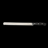 Roast beef carving slicer with dark handle and silver blade, 12-inch length