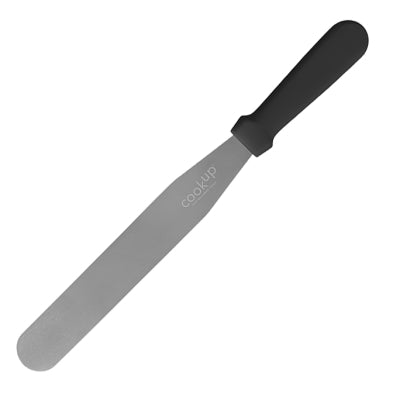 10-inch straight spatula with dark handle and wide gray blade