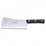 F.Dick kitchen cleaver with black riveted handle and wide silver blade