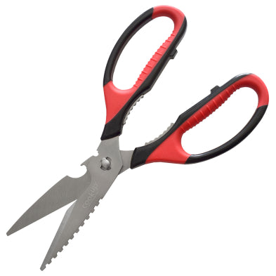 4-inch take-apart shears, stainless steel blades with red-and-black rubber grips