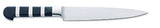 Flex filleting knife with black and white striped handle and straight stainless blade