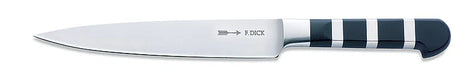 F.Dick flex filleting knife with black striped handle and stainless blade