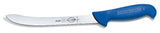F.DICK ErgoGrip fish filleting knife, blue handle and stainless blade with markings