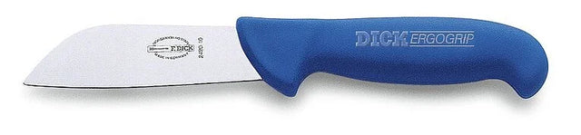 F.DICK ErgoGrip fish knife, blue handle with branding, and stainless steel blade