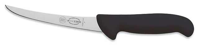 F.DICK ErgoGrip curved boning knife with stiff steel blade and black handle
