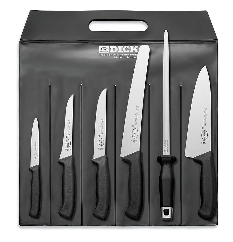 F.DICK ProDynamic 6-piece starter knife set with black handles and assorted blades