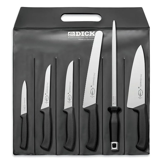 F.DICK ProDynamic 6-piece starter knife set with black handles and assorted blades