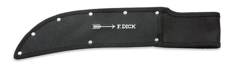 F.Dick knife sheath, black textured fabric with rivets and thumb guard panel