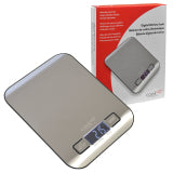 CookUP digital kitchen scale on box, silver platform and LCD display