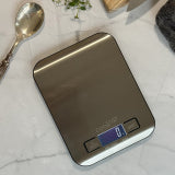 CookUP digital kitchen scale, stainless-look platform with LCD weight display