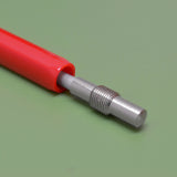 Pocket sharpening steel close-up: red handle with metal sharpening rod
